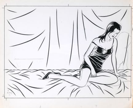 Walter Minus, India ink illustration titled “Alici