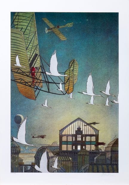 Schuiten, print titled “Les Halles de Schaerbeek,”