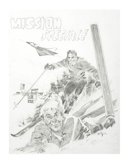 "Thos, Tanguy, and Laverdure," a large graphite dr