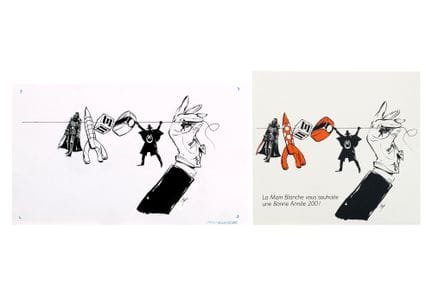 "Follet," an illustration in India ink with white 