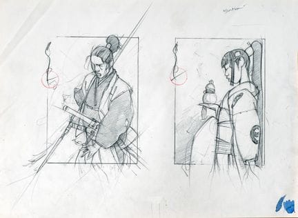 Michetz, a set of two graphite studies on drawing 