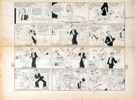 Chic Young, Blondie, ink drawing published on July
