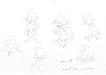 Loisel, Peter Pan, Model sheet depicting various p