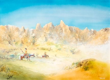 Prugne, Pawnee, a gouache illustration from this s