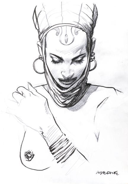 Liberatore, a graphite and India ink illustration 