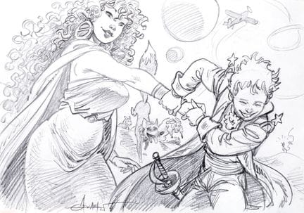 Aouamri, a graphite drawing depicting the Little P