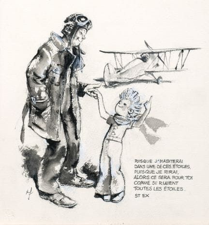 René Follet, a wash illustration depicting Saint-E