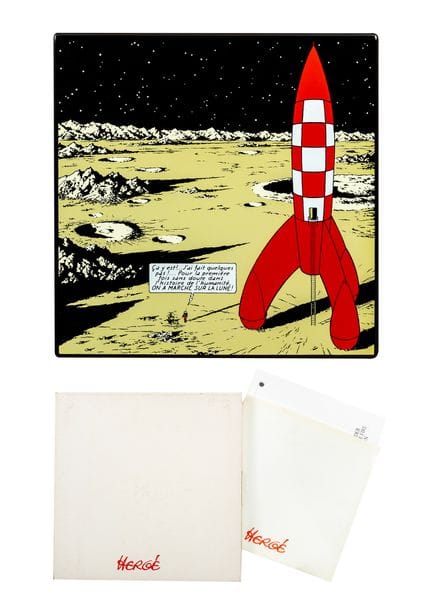 Hergé, Tintin et Milou, plaque émaillée «On a marc