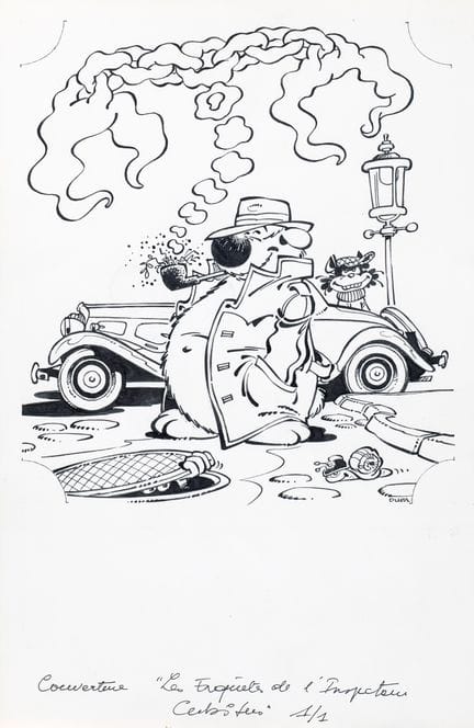 Dupa, Cubitus, India ink illustration on drawing p