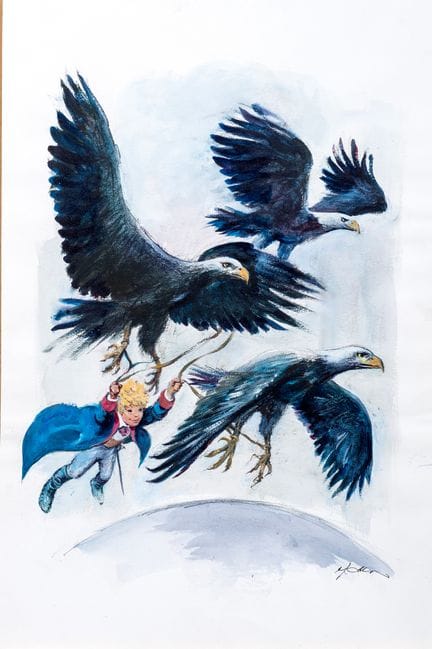 René Follet, set of 4 illustrations. Gouache compo