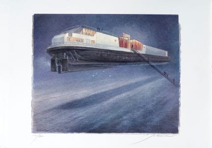 Schuiten, print titled “Bateau des Acteurs,” no. 6
