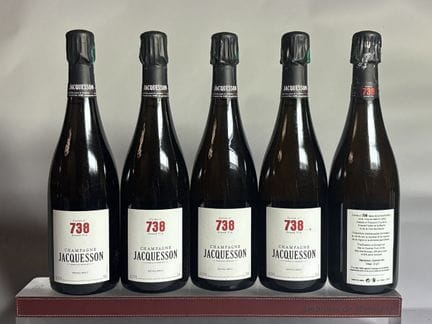 5 Bouteilles CHAMPAGNE JACQUESSON N°738 base 2010 