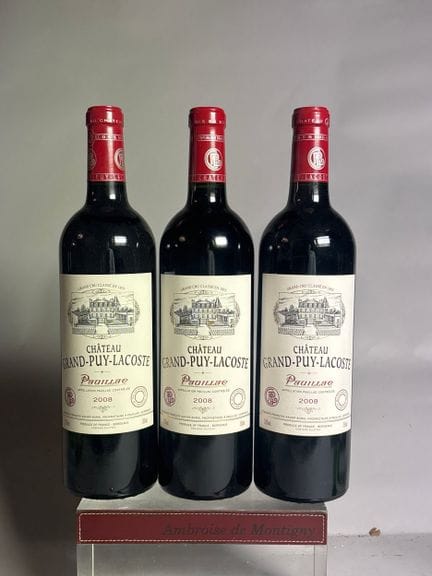 3 Bottles of Château GRAND PUY LACOSTE 2008 - 5th 