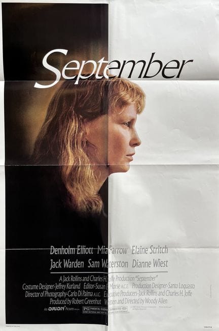 SEPTEMBER Woody Allen 1987 69 x 104 cm (US 1 Sheet