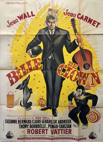 CLOWN-PLAKAT Jean Wall 1952 120 x 160 cm Französis