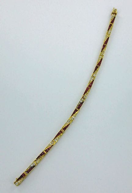 Pulsera de oro de 750 milésimas con diamantes y ru