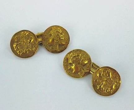 Par de botones de manga de oro de 750 milésimas co