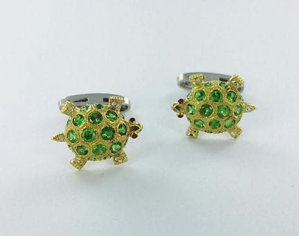 Par de botones de manga de dos tonos de oro con fo