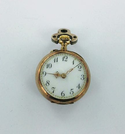 Reloj de collar de oro de 750 milésimas con piedra