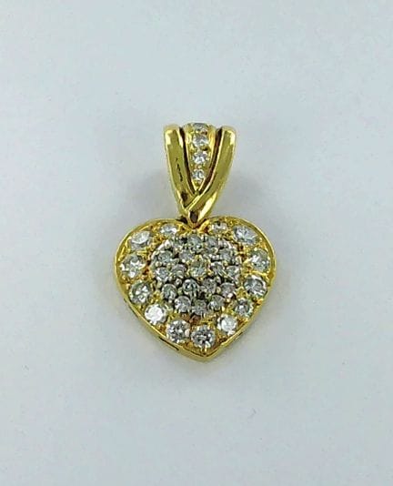 Pendentif Cœur or 750 millièmes et pavage brillant