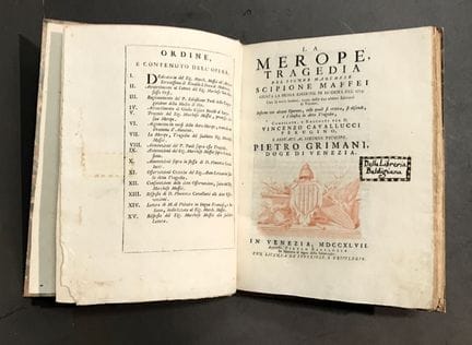 MAFFEI (Scipione). La Merope, Tragedia. Compilate,
