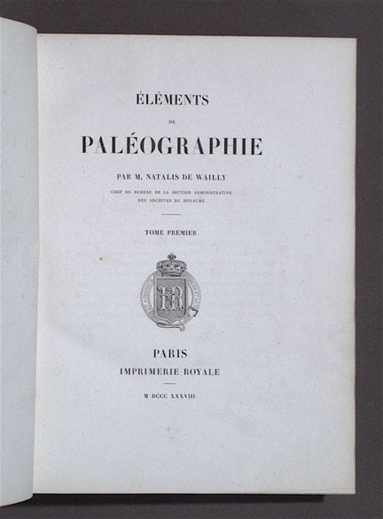 WAILLY (Natalis de). Elementos de paleografía. Par