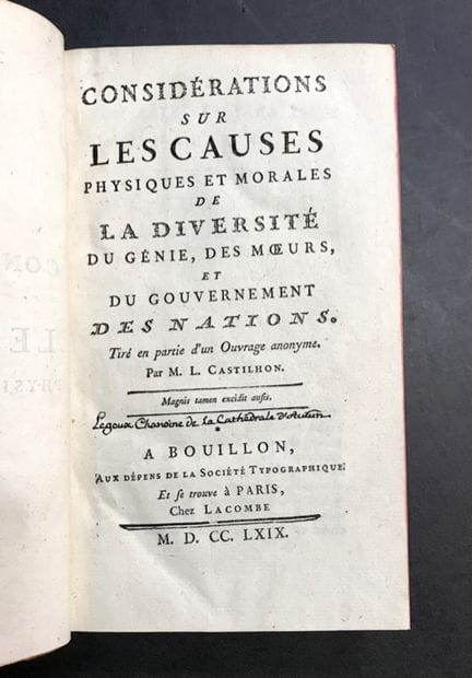 CASTILHON (Jean-Louis). Considérations sur les cau