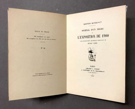 BERGERET (Gaston). [SOMM (H.)]. Diario de un negro
