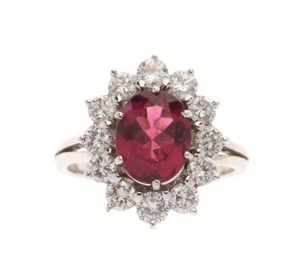 ANILLO Pompadour de platino 950‰ adornado con una 