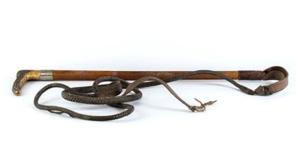 HUNTING WHIP, featuring a stag antler tip (Cervus 