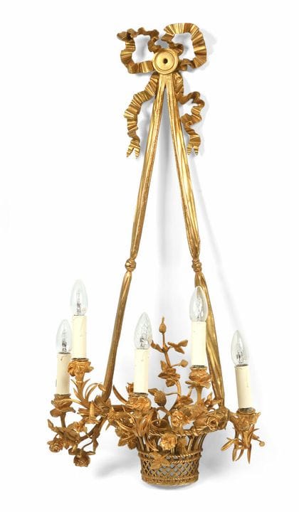 LARGE five-light ormolu sconce in the form of a fl