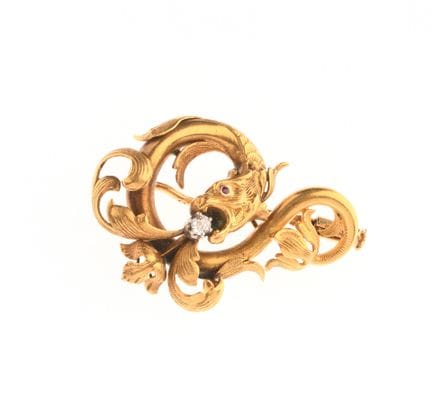 ALFILER de oro de 750‰ con la figura de un dragón 