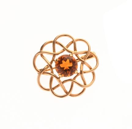 Broche en forma de flor de oro de 750‰ adornado co