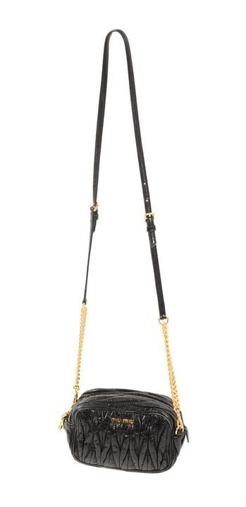 MIU-MIU
Bolso de noche pequeño de piel negra frunc