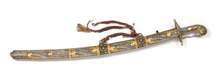 Ceremonial or honor saber made of silver- and gold