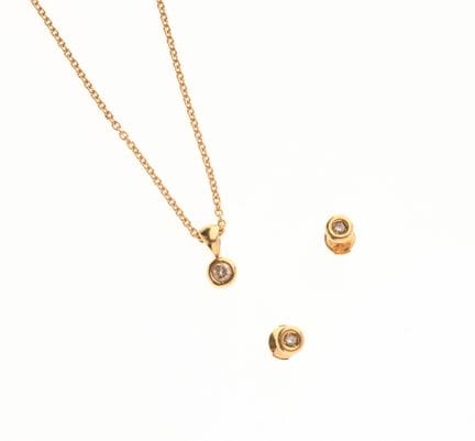 CONJUNTO de oro amarillo de 750‰ adornado con diam
