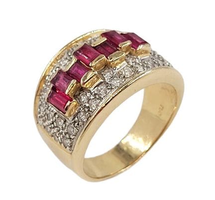 ANILLO tipo jonc de oro amarillo de 750‰ adornado 