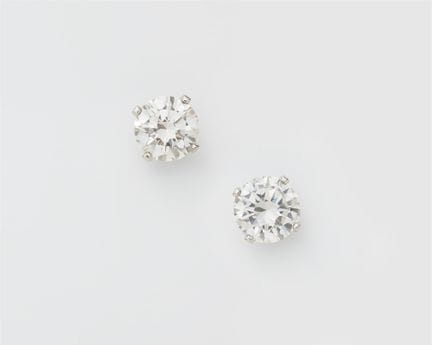 A pair of 18k white gold and brillant-cut diamond 