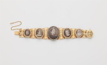 A late 19th century 18k gold pearl diamond mother 