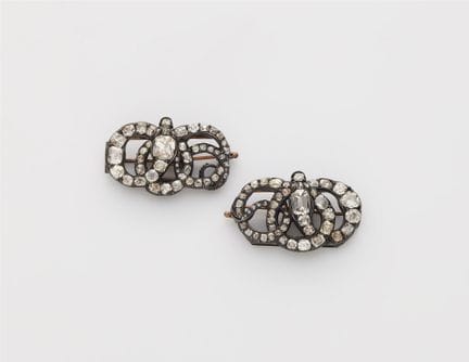 A pair of silver and diamond George III snake mini