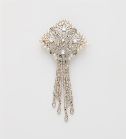 A platinum 18k gold diamond and pearl Belle Epoque