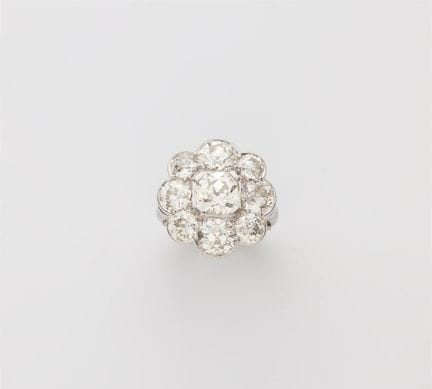 A platinum and diamond Belle Epoque Style cluster 