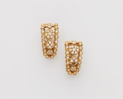 A pair of Italian 18k yellow gold and diamond creo