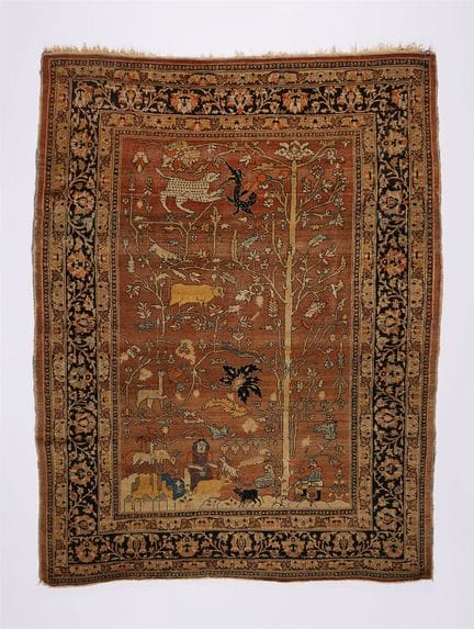 Tabriz con scena di caccia e albero della vita

Or