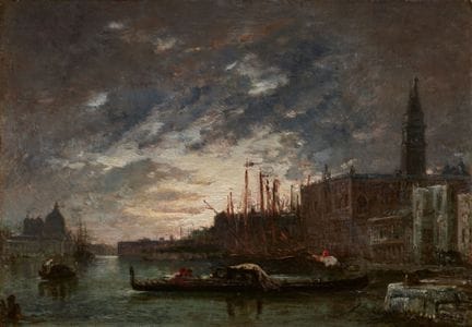 费利克斯·齐姆

圣马可港夜景

布面油画。33 x 46 厘米。
右下角签名：Ziem。

鉴定报