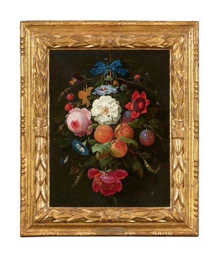 亚伯拉罕·米尼翁

花果花环

木板油画。40 x 31 厘米。
左下角签名：Ab. Mignon: