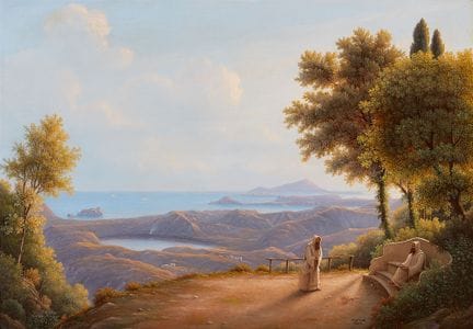 威廉-布吕克

米塞诺角，远眺伊斯基亚岛和普罗奇达岛

布面油画。53.5 x 77.5 厘米。
右
