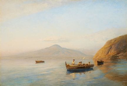 阿尔伯特·弗拉姆

那不勒斯湾的渔夫

布面油画。61.5 × 90 厘米。
右下角签名：a. Fl