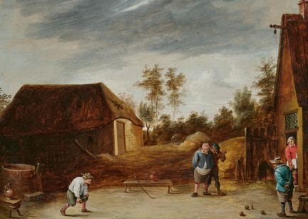 亚伯拉罕·特尼尔斯

打滚球的人

木板油画（拼接）。36.5 × 52 厘米。
左下角有签名缩写：