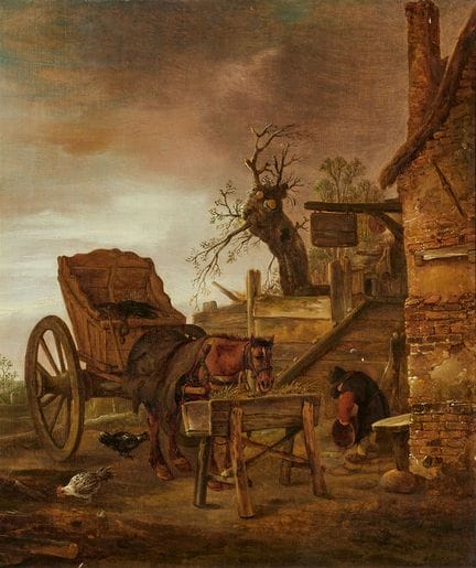 伊萨克·范·奥斯塔德，其门下画派

客栈前的马车

木板油画。39 x 34 厘米。

鉴定报告
尤